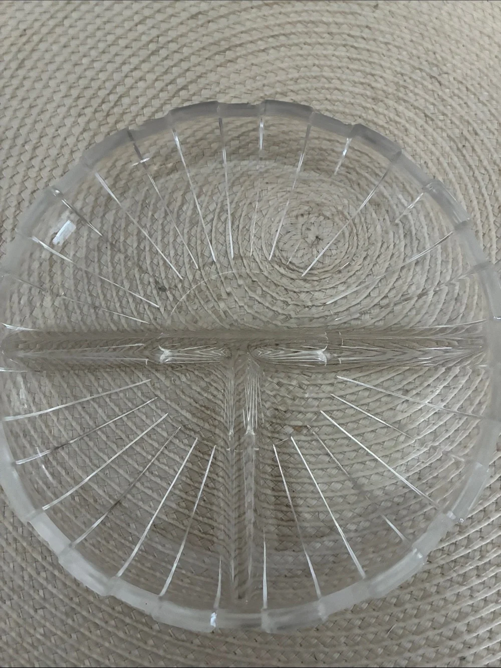 Vintage Indiana Glass Clear Divided Glass Serving Tray